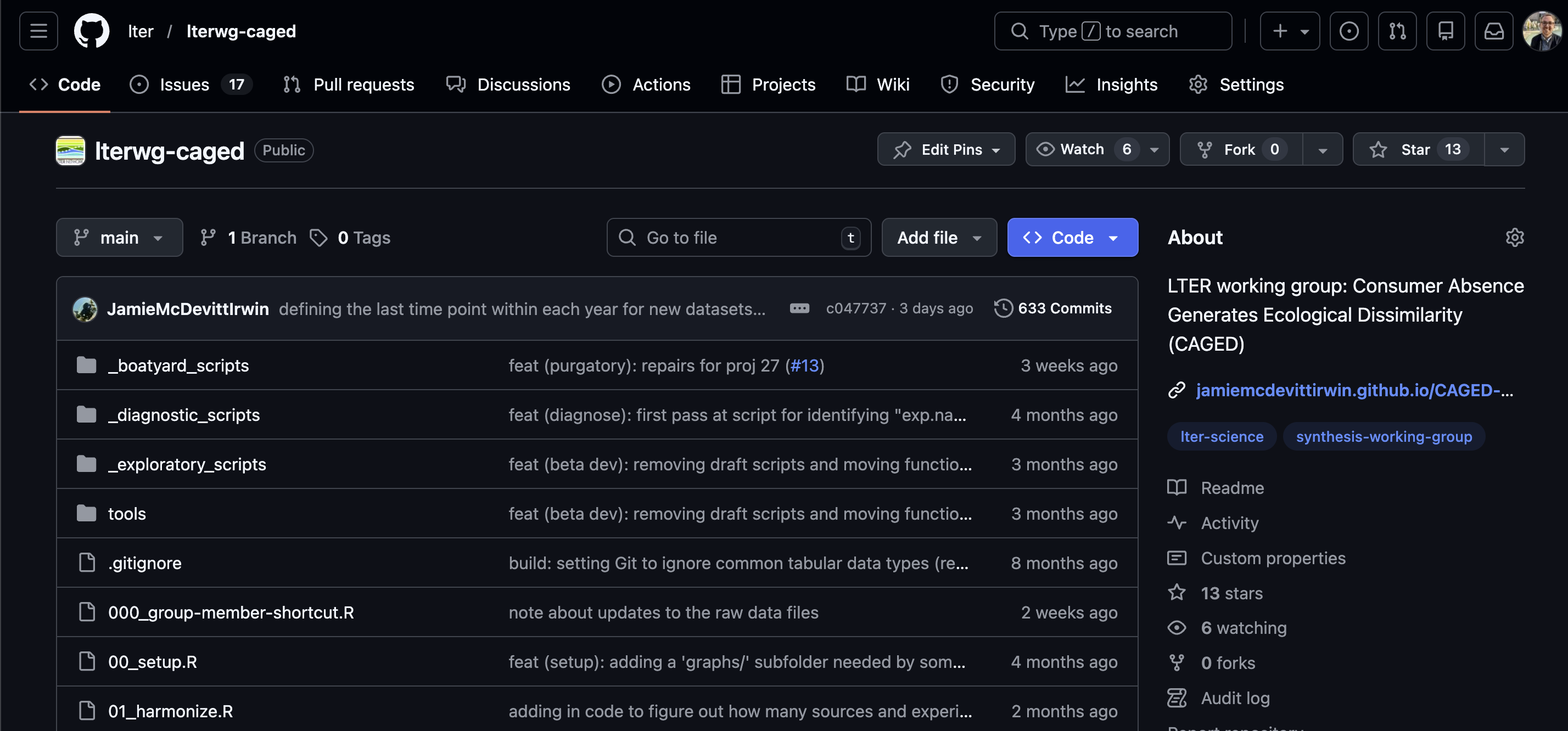 Screen capture of a GitHub repository's landing page
